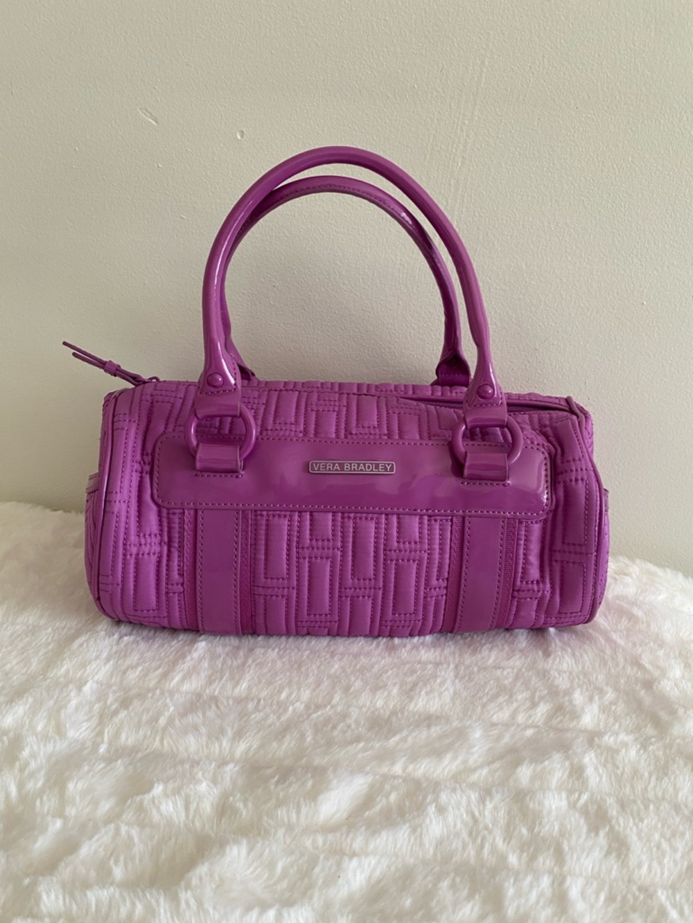 Vera Bradley Bright Purple Quilted Barrel Bag